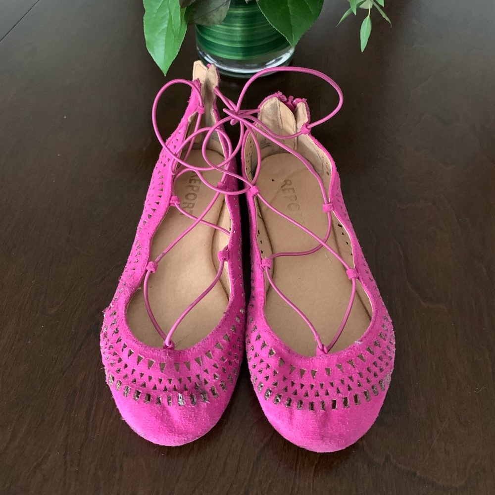 Report lace up flats